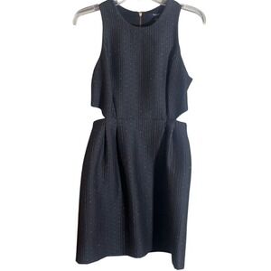 Madewell Black Gold Metallic‎ Jacquard Nightfall Evening Party Dress Cutout SZ 2